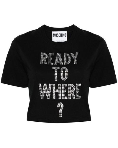 Moschino T-shirt With Rhinestones - Black