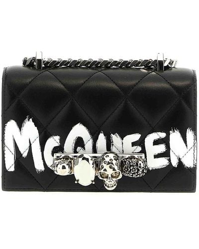 Alexander McQueen Mini Jewelled Satchel Crossbody Bag - Black