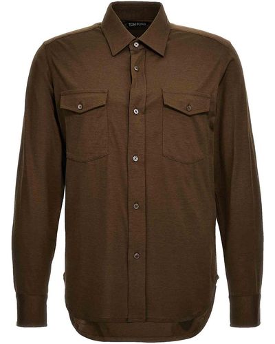 Tom Ford Silk Blend Shirt - Brown