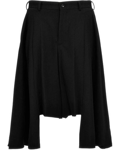 Comme Des Garcons Hommes Plus Pleated Wool Bermuda Shorts - Black