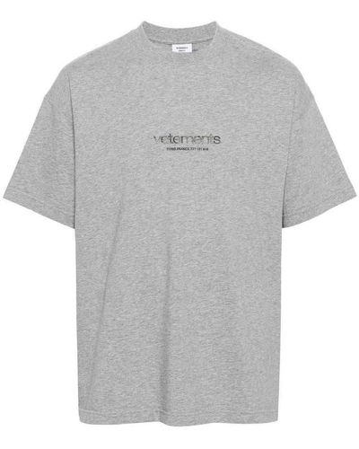 Vetements Logo Cotton T-shirt - Grey