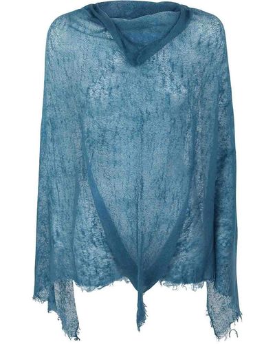 Mirror In The Sky Semi Felted Poncho - Blue
