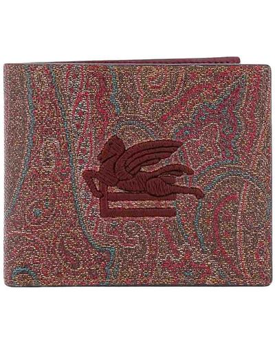 Etro Coated Canvas Wallet With Paisley Motif - Purple