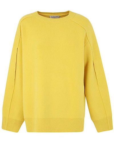Lanvin Round Neck Cocoon Cape Sweater - Yellow