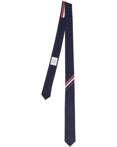 Thom Browne Stripe Detail Tie - Blue