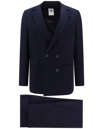 PT Torino Double-breasted Virgin Wool Suit - Blue