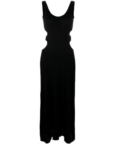 Chloé Linen Blend Silk Long Dress - Black