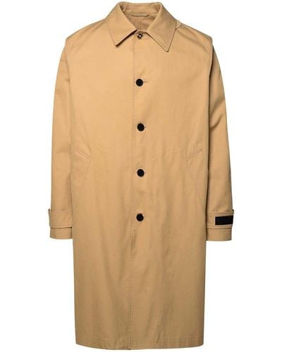 Versace Cotton And Silk Trench Coat - Natural