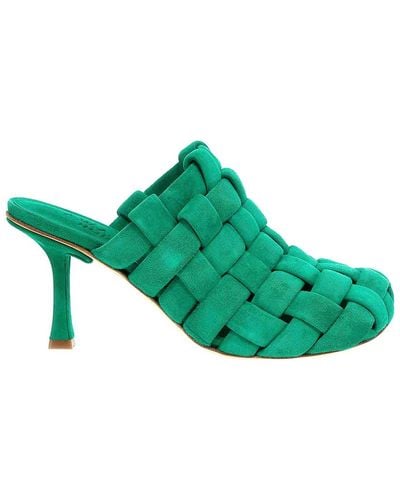A.W.A.K.E. MODE Wilma Chubby Mules - Green