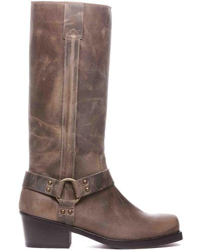 Ame Taupe Krizia Boots Lateral Zip - Brown