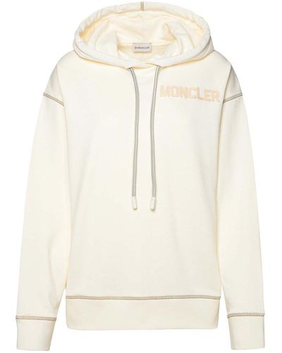Moncler Ivory Cotton Hoodie - Natural