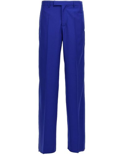 Versace Silk Wool Trousers - Blue