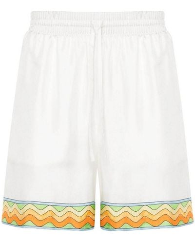 Casablancabrand Drawstring Silk Shorts - White