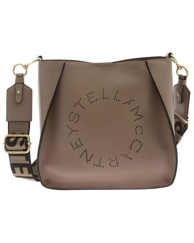 Stella McCartney Logo Mini Bag In Dove Gray Color - Brown