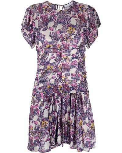 IRO Jane Foliage Ruched Dress - Purple