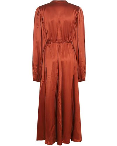 CRI.DA Bronze Satin Matera Long Dress - Red