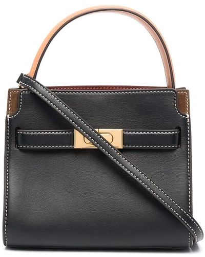 Tory Burch Grained Leather Bag With Suede Panels - Black