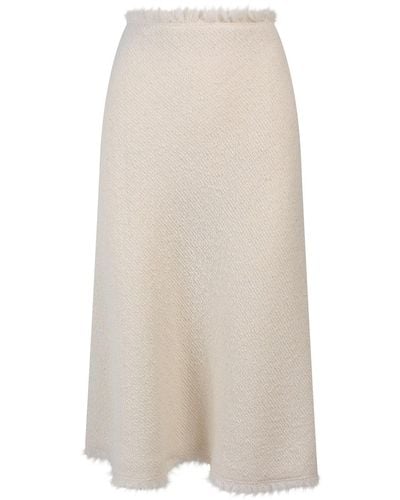 Alberta Ferretti Virgin Wool Skirt With Tweed Effect - White