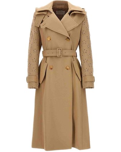 Chloé Embroidered Hooded Trench Coat Coats, Trench Coats - Natural
