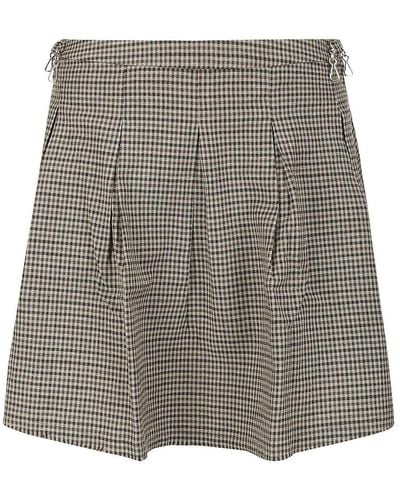 Our Legacy Pleated Skirt With Frayed Hem - Grey