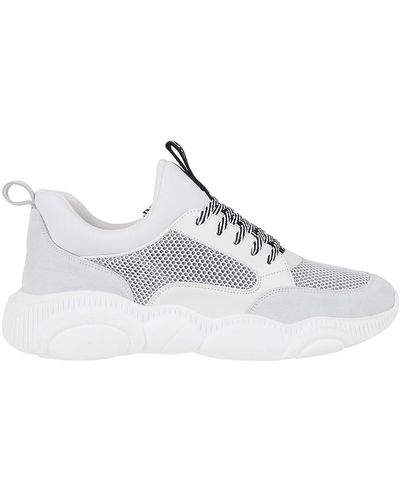 Moschino Mesh And Faux Leather Sneakers - White