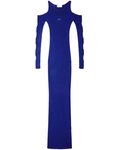 Off-White c/o Virgil Abloh Ribbed Cut-out Dress - Blue