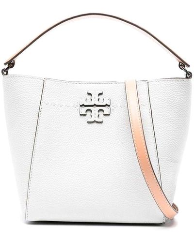 Tory Burch Mcgraw Small Leather Bucket Bag - White