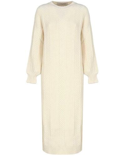 Golden Goose Wool Dress With Embroidery On The Back - Natural