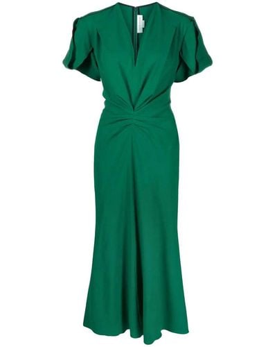 Victoria Beckham Gathered Waist Dresses - Green