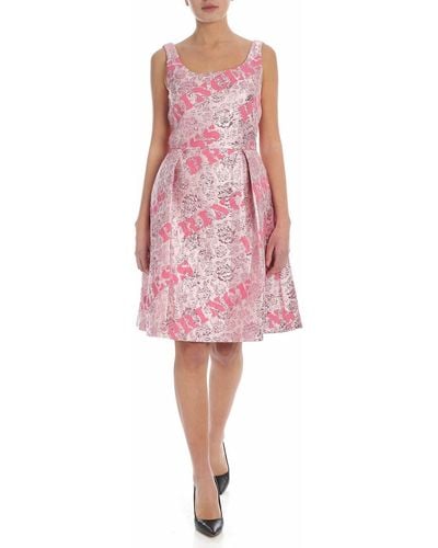 Moschino Jacquard Dress In With Silk Ribbon - Pink