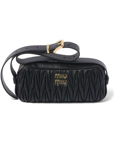 Miu Miu Matelass Nappa Leather Shoulder Bag - Black