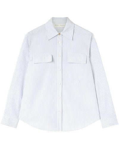 Palm Angels Striped French Collar Shirt - White