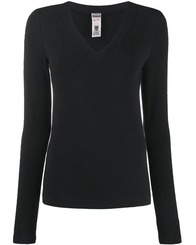 Wolford Aurora V-neck T-shirt, Stretch Fit - Black