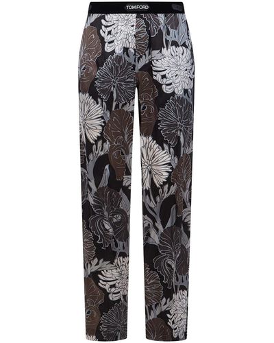 Tom Ford Grey Silk Satin Pyjama Trousers