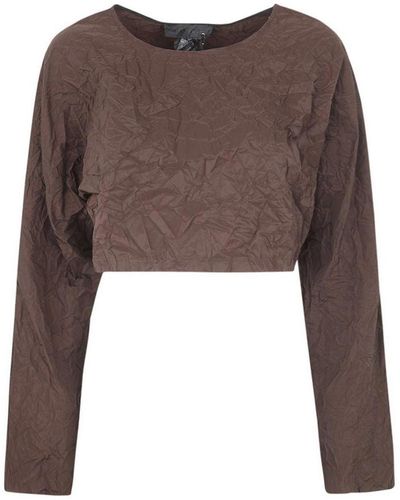 Maria Calderara Crinkled Opaque Taffeta Sweater - Brown