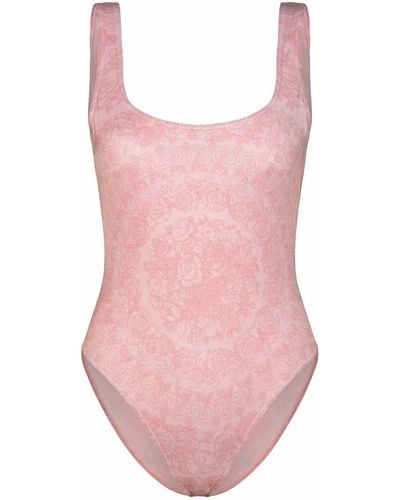 Versace One-piece Swimsuit In Pink Polyester Blend