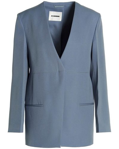 Jil Sander Tailored Single Breast Blazer Jacket - Blue
