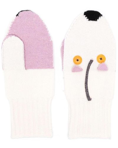 Marni Knitted Mouse Motif Gloves - Pink