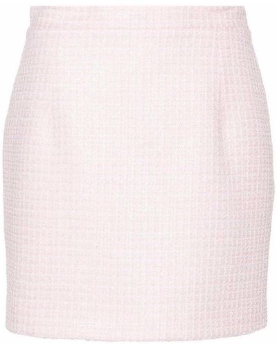 Alessandra Rich Sequin Checked Tweed Mini Skirt - Pink