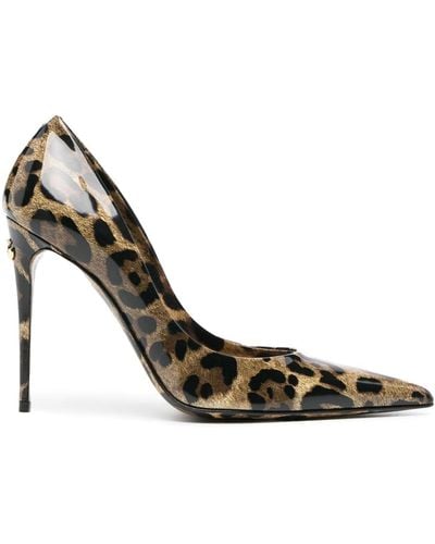 Dolce & Gabbana Leopard-print Court Shoes - Metallic