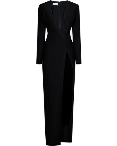 Monot Crepe Long-sleeved Maxi Dress - Black
