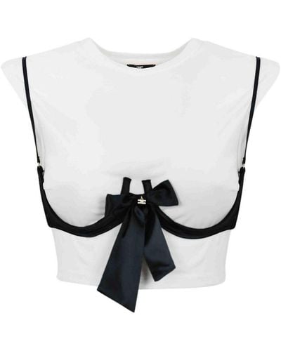 Elisabetta Franchi T-shirt With Bra Accessory - White