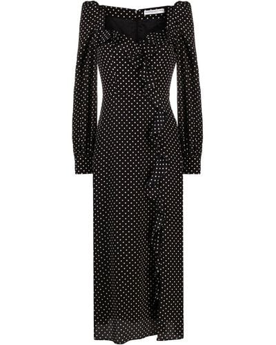 Alessandra Rich Polka-dot Dress With Ruffled Details - Black