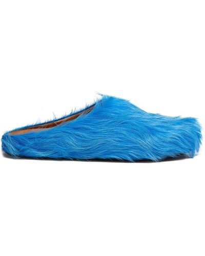 Marni Azure Hair Textured Slip-on Flats - Blue