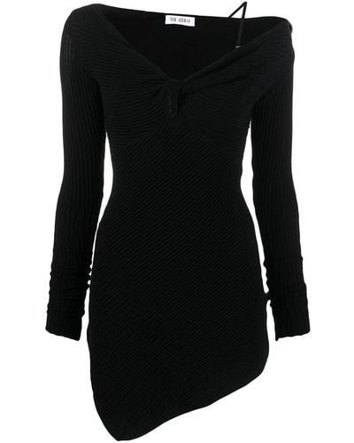 The Attico Desai Ribbed-knit Minidress - Black