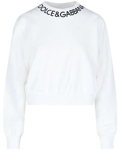 Dolce & Gabbana Crop Crew Neck Sweatshirt - White