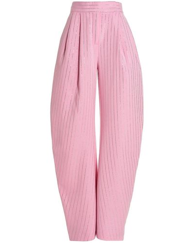 The Attico Trousers With Sequin Details And Loose Leg - Pink