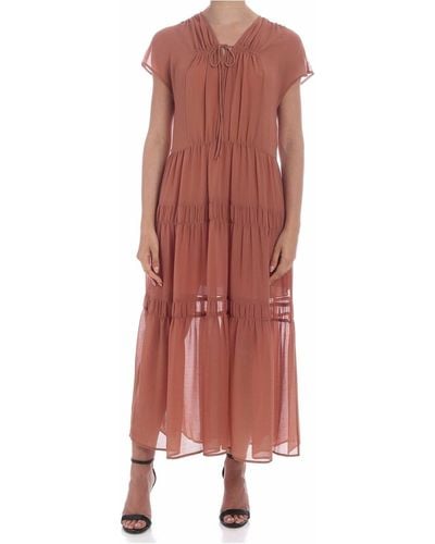 See By Chloé Blushy Brown Colored Semi-transparent Dress - Pink
