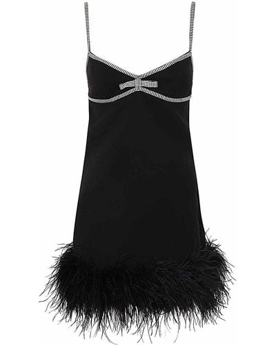 Self-Portrait Crepe Feather Mini Dress - Black