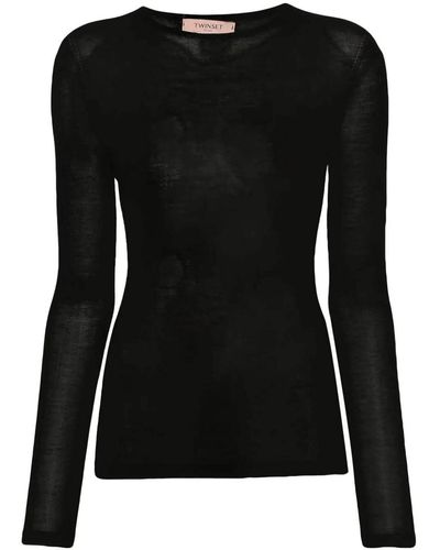 Twin Set Long Sleeves Crew Neck Jumper - Black